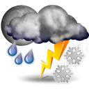Weather forecast for today: thunderstorms and sleet