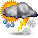 Weather forecast for today: thunderstorms and sleet